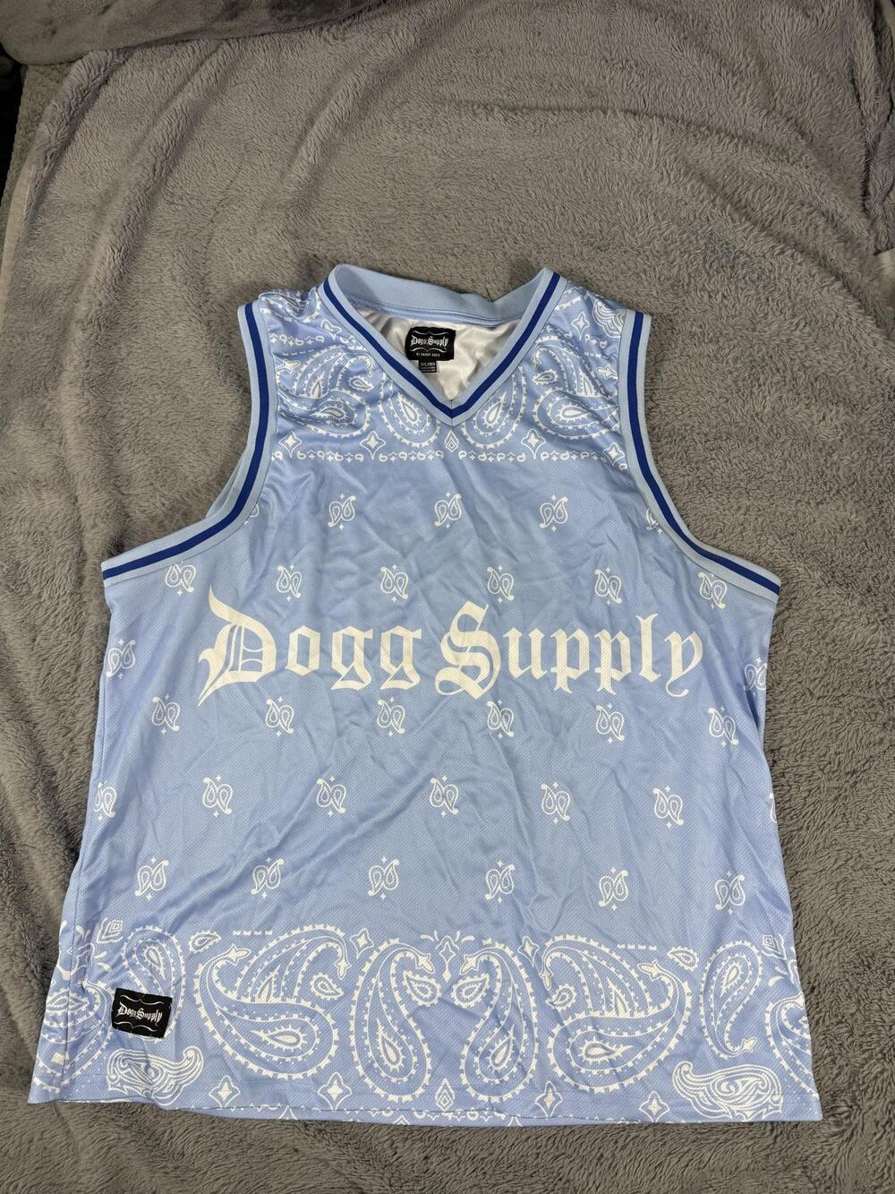 Dogg Supply Tank Top Mens 3XL Blue Paisley Bandana Jersey Snoop Dogg Graphic